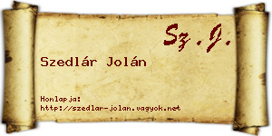 Szedlár Jolán névjegykártya